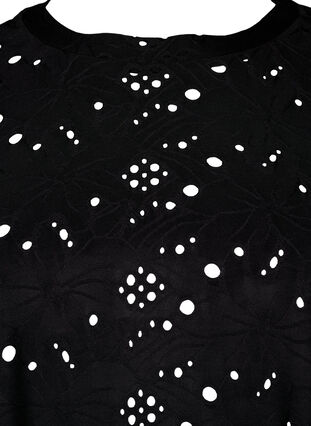 Langærmet bluse med hulmønster, Black, Packshot image number 2