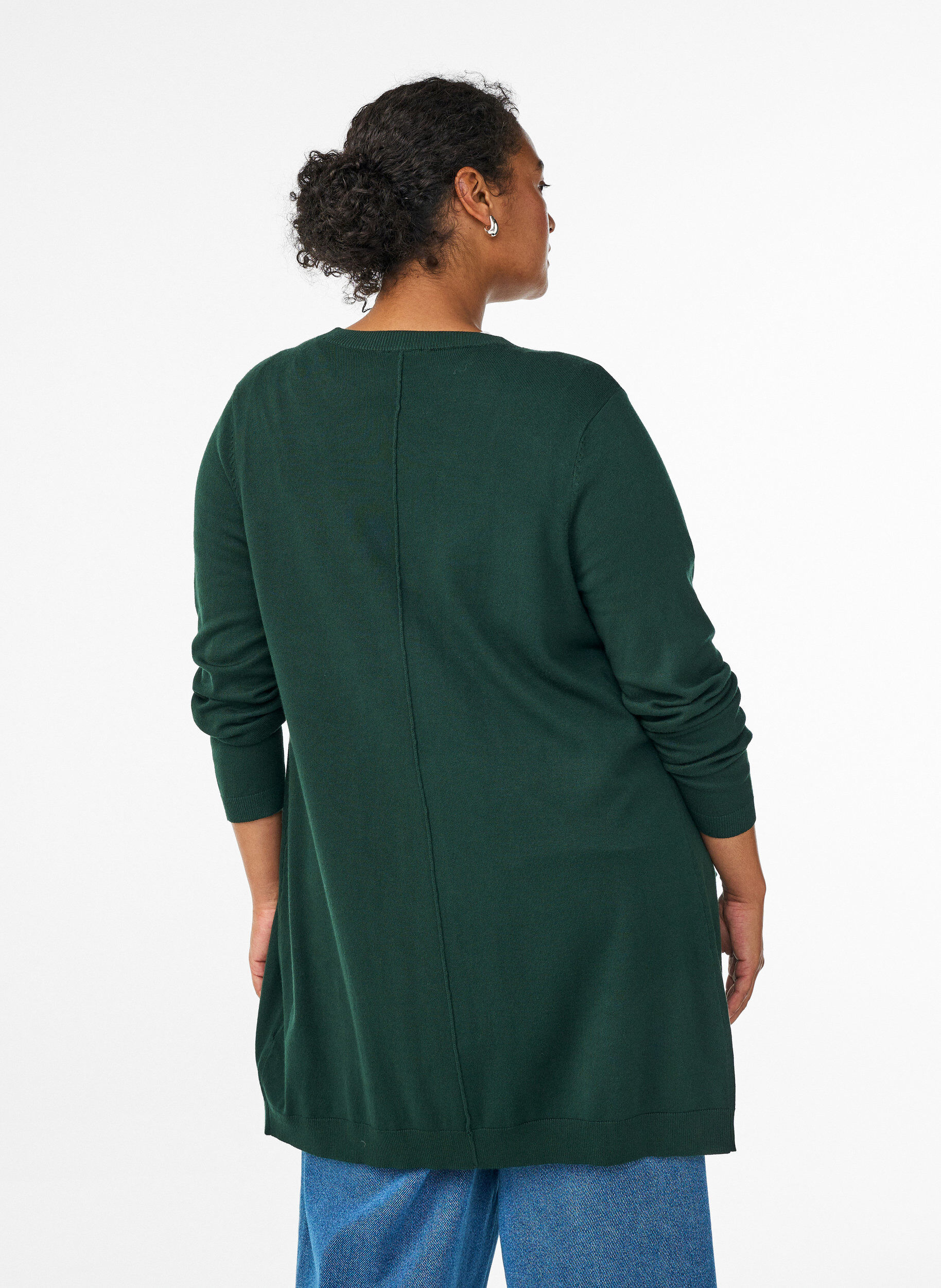 ZizziLang strikcardigan i viskosemix, Gr&oslash;n, Model image number 2