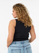 Ribtop i bomuld med h&oslash;j hals, Sort, Model image number 2