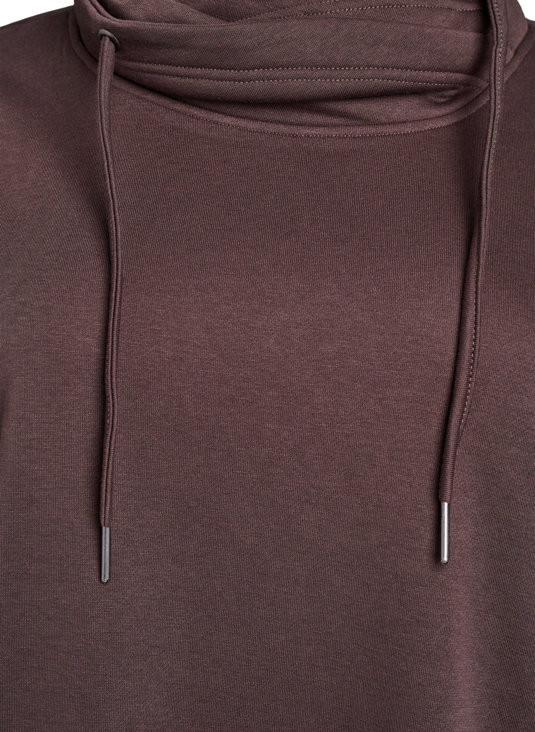 ZizziSweatshirt med h&oslash;j krave og lommer, Brun, Packshot image number 2