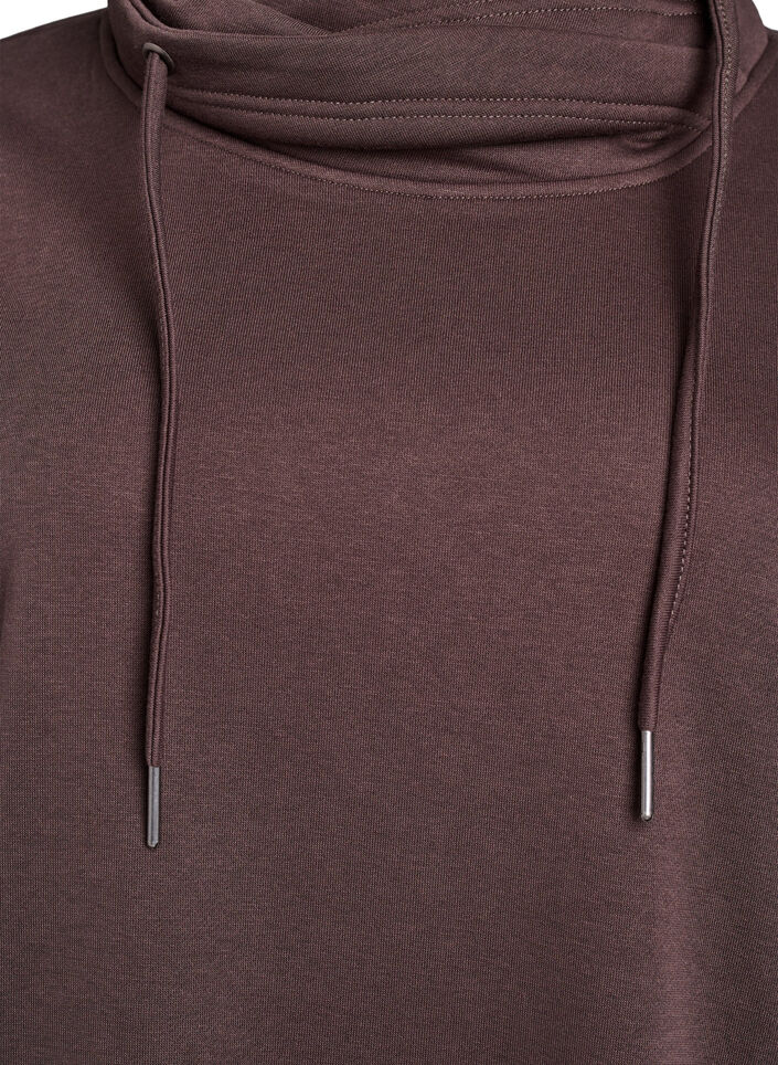 Sweatshirt med h&oslash;j krave og lommer, Brun, Packshot image number 2
