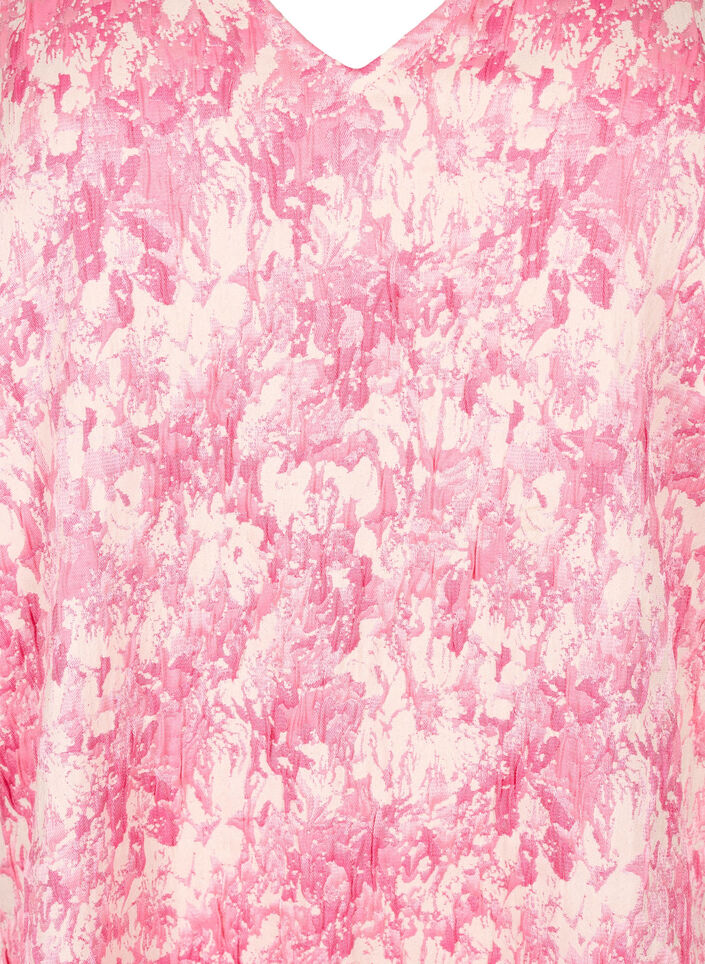 Jacquard kjole med korte puf&aelig;rmer, Chateau Rose AOP, Packshot image number 2