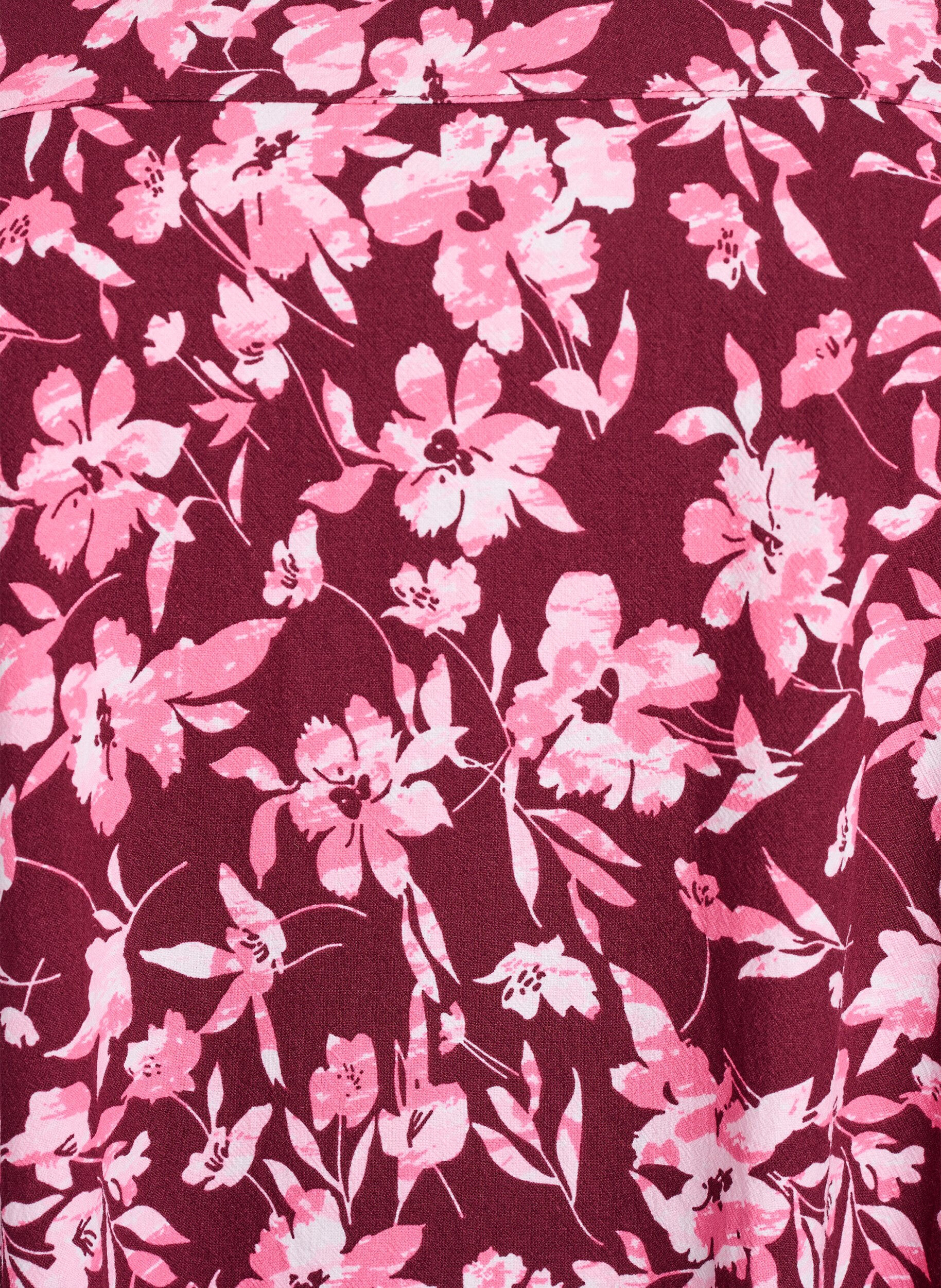 ZizziKort&aelig;rmet bomuldskjole med print, M&oslash;rk Bordeaux, Packshot image number 2