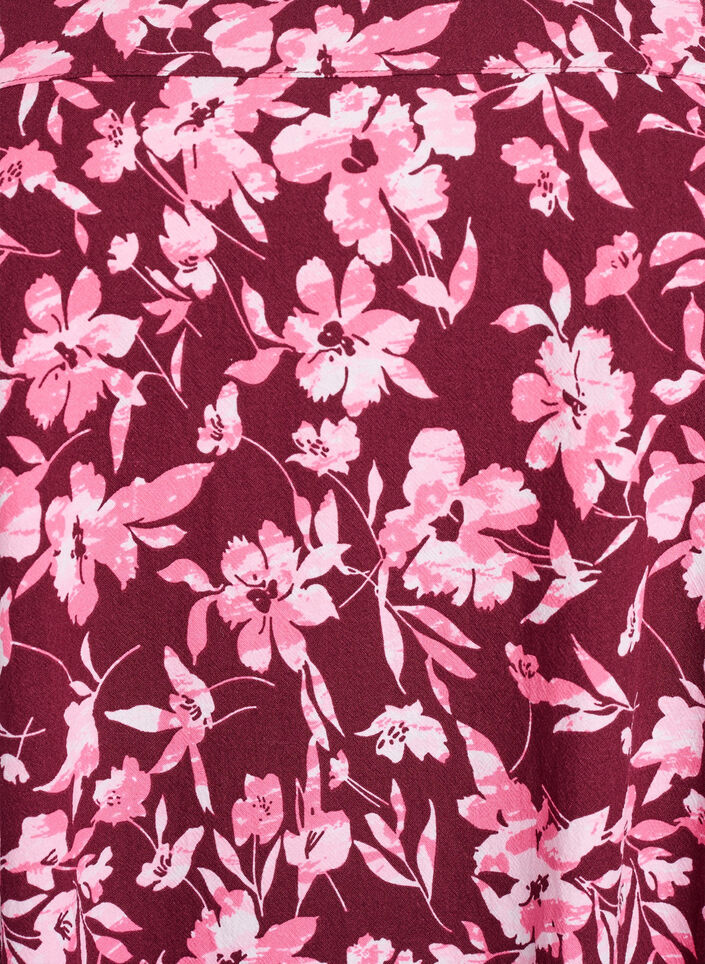 Kort&aelig;rmet bomuldskjole med print, M&oslash;rk Bordeaux, Packshot image number 2