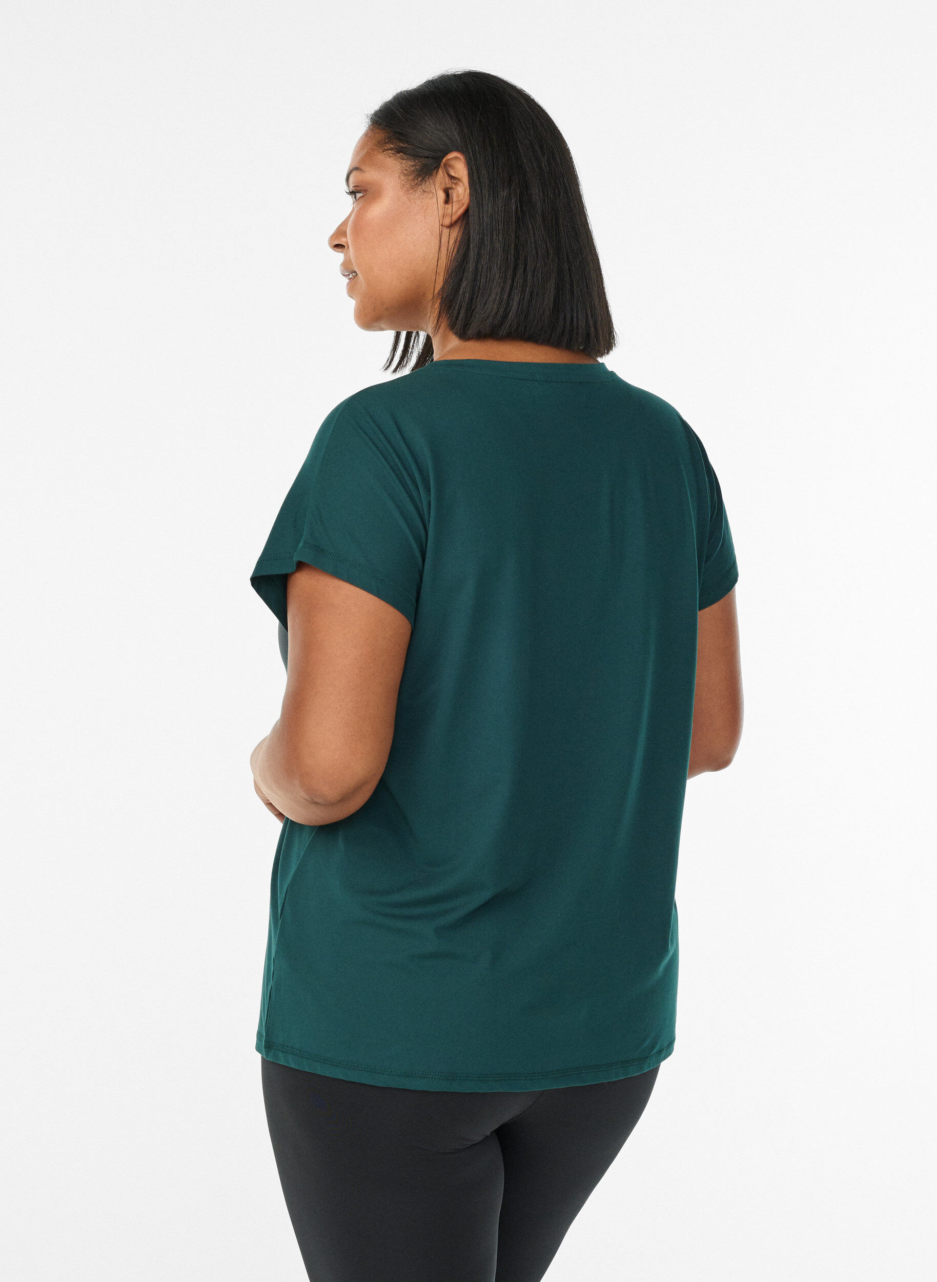 ZizziEnsfarvet tr&aelig;nings t-shirt, Gr&oslash;n, Model image number 2