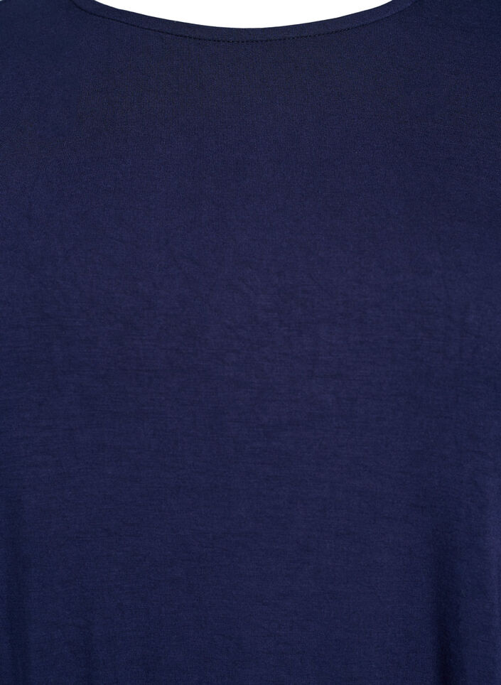 Ensfarvet bluse med lange &aelig;rmer, Bl&aring;, Packshot image number 2