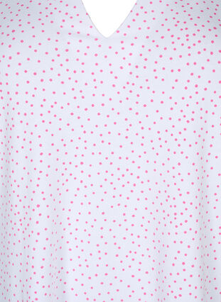 Bomulds t-shirt med prikker og v-hals, B.White/S. Pink Dot, Packshot image number 2