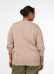 Cardigan med rund hals og stofbetrukne knapper, Beige, Model image number 2
