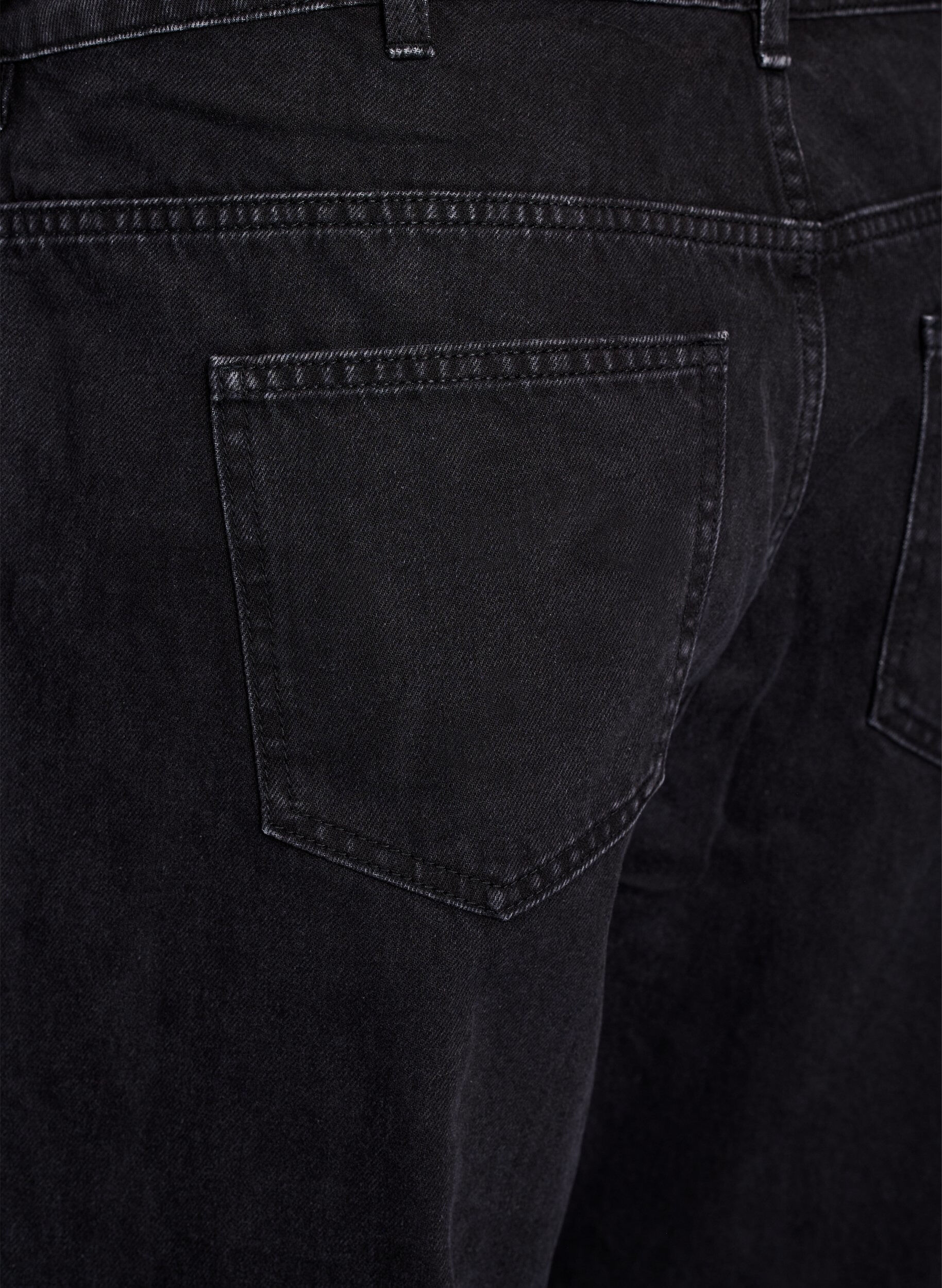Zizzi Straight fit jeans med bindeb&aring;nd, Sort, Packshot image number 3