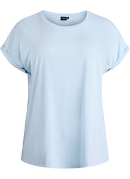 Kort&aelig;rmet t-shirt i bomuldsblanding, Bl&aring;