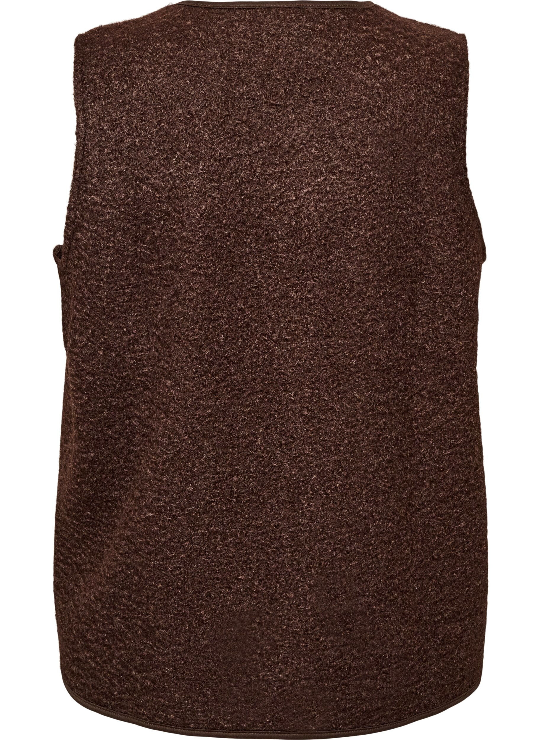 ZizziFleecevest med trykknapper og sidelommer, Brun, Packshot image number 1