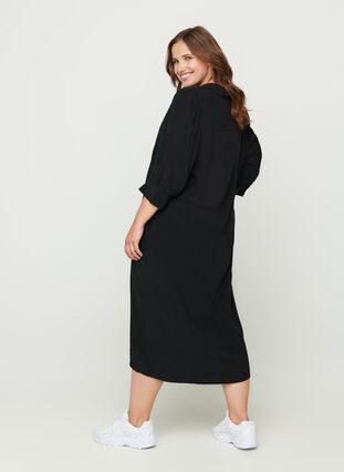 Skjorte kjole i viskose, Black, Model image number 0