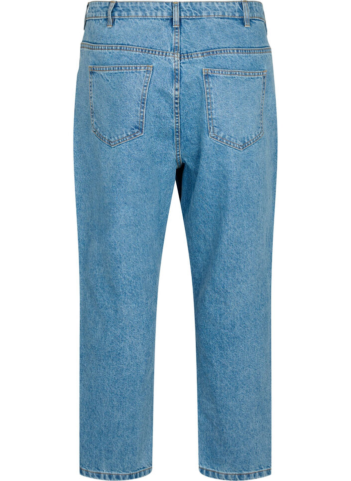 Cropped Mille jeans med høj talje, Light blue denim, Packshot image number 1