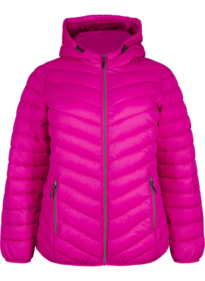 Letv&aelig;gts jakke med h&aelig;tte, Lyser&oslash;d, Packshot image number 0