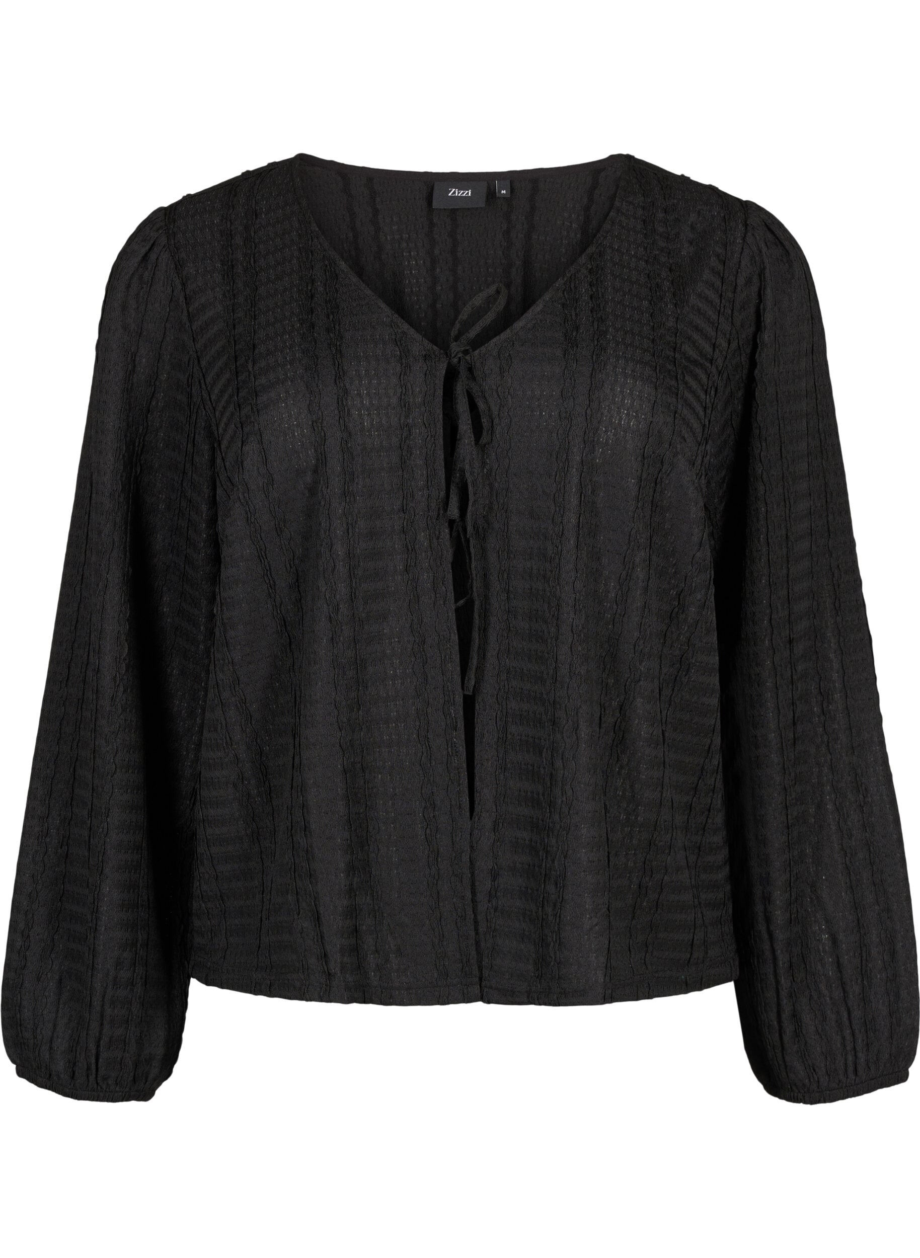 Zizzi Cardigan med bindeb&aring;nd, Black, Packshot image number 0