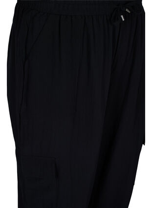 Løse viskose bukser med store lommer, Black, Packshot image number 2