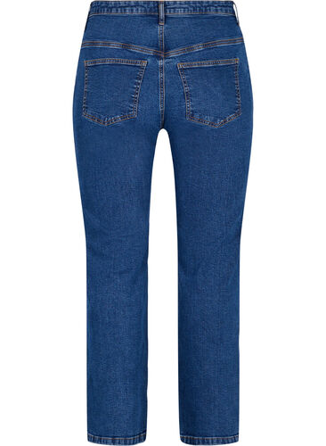 Højtaljede Gemma jeans med straight fit, Dark blue, Packshot image number 1