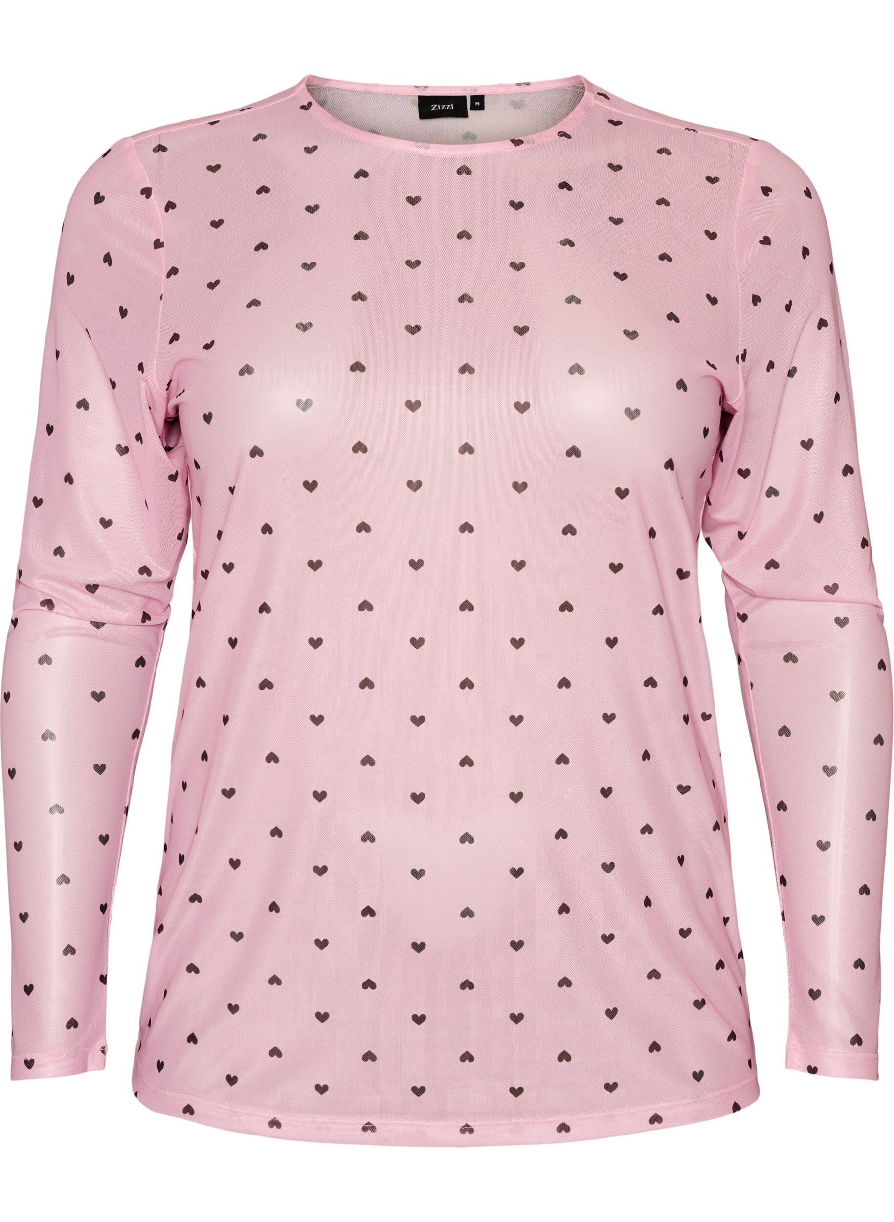 Meshbluse med print