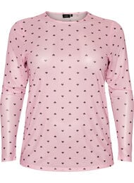 Meshbluse med print, Lyser&oslash;d