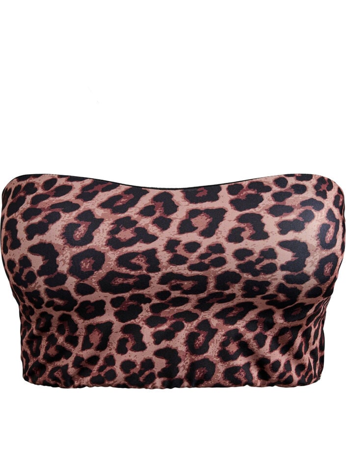 Leopard bandeau-bikinitop, Beige, Packshot