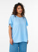 Bluse med korte &aelig;rmer og rund halsudsk&aelig;ring , Bl&aring;, Model image number 0