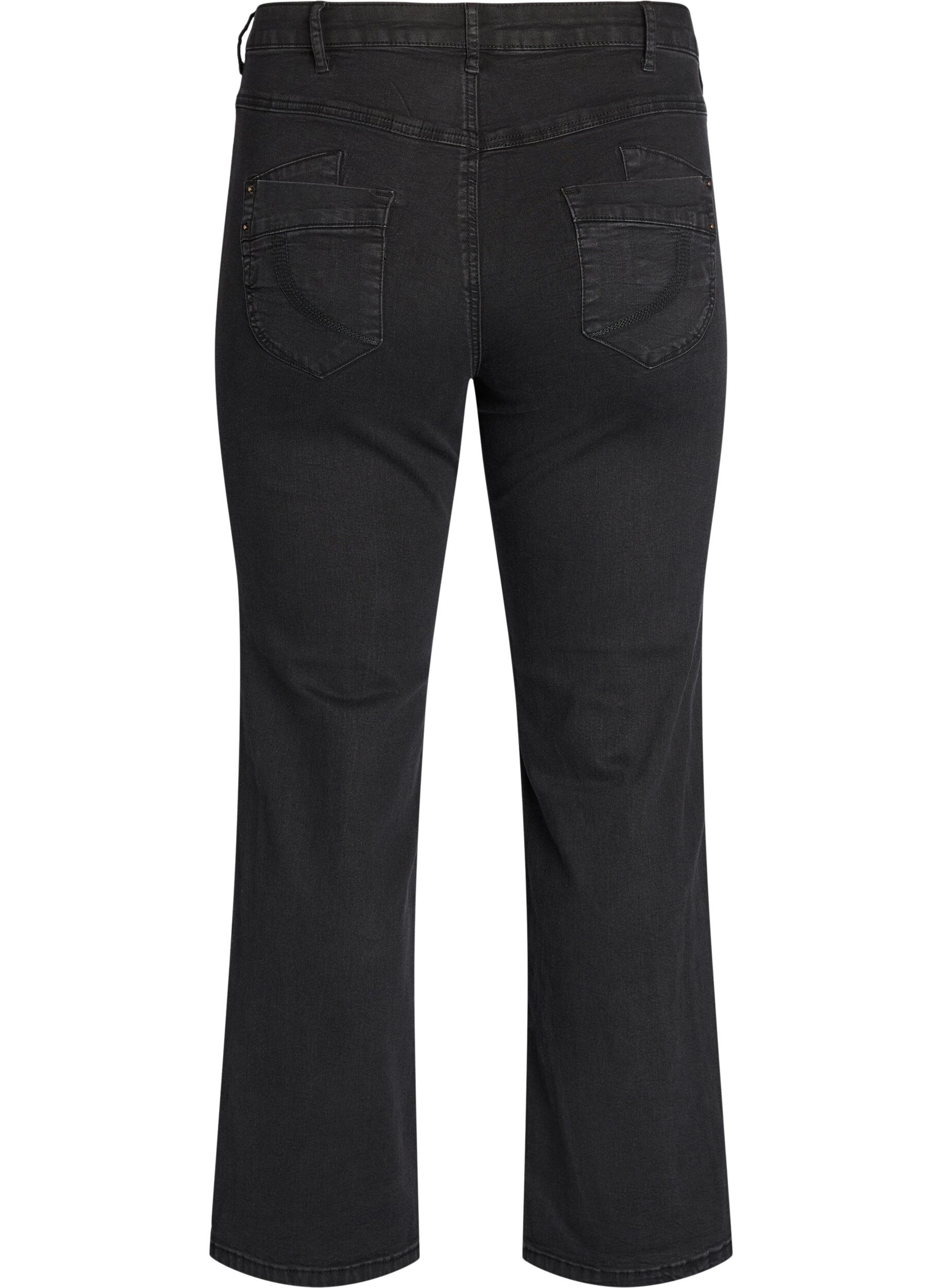 ZizziRegular fit Gemma jeans med h&oslash;j talje, Sort, Packshot image number 1