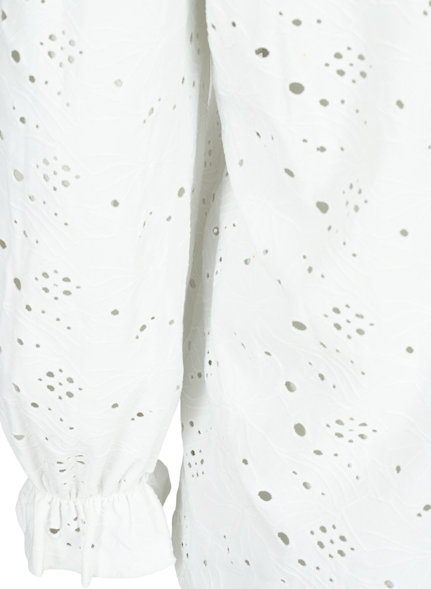 Zizzi Lang&aelig;rmet bluse med hulm&oslash;nster, Bright White, Packshot image number 3