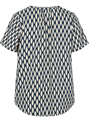 Printet bluse med korte ærmer, Oval AOP, Packshot image number 1
