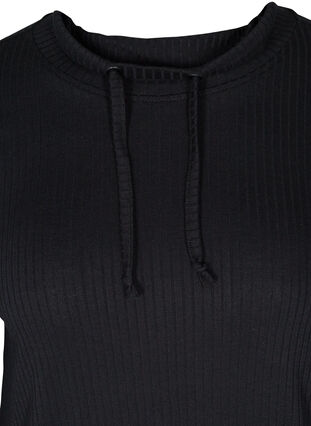 Langærmet bluse med høj hals og snøre, Black, Packshot image number 2