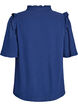 Bluse i bomuldsmusselin med broderie anglaise og 1/2 &aelig;rmer, Bl&aring;, Packshot image number 1