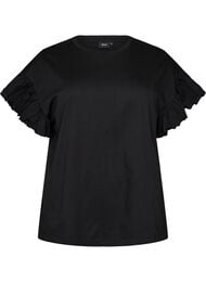 T-shirt i &oslash;kologisk bomuld med fl&aelig;se&aelig;rmer, Sort