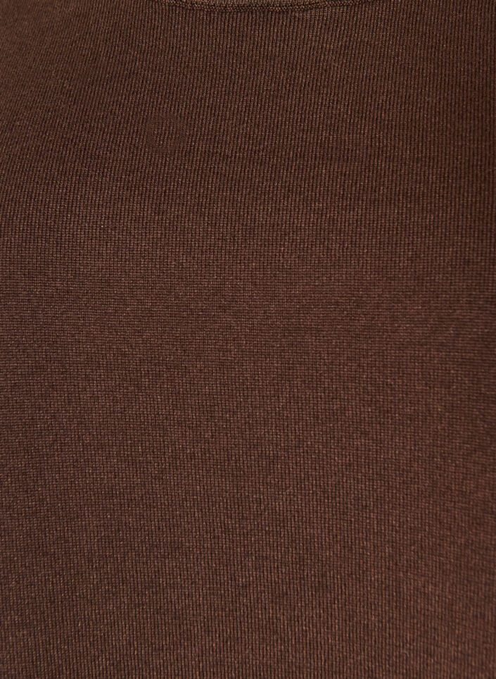 Finstrikket bluse med korte &aelig;rmer, Brun, Packshot image number 2