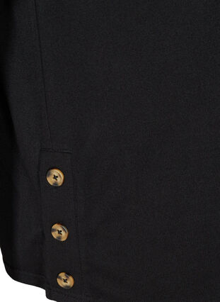 Bluse med 3/4 ærmer og knapper, Black, Packshot image number 3