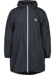 Regnjakke med hætte og reflex piping, Black