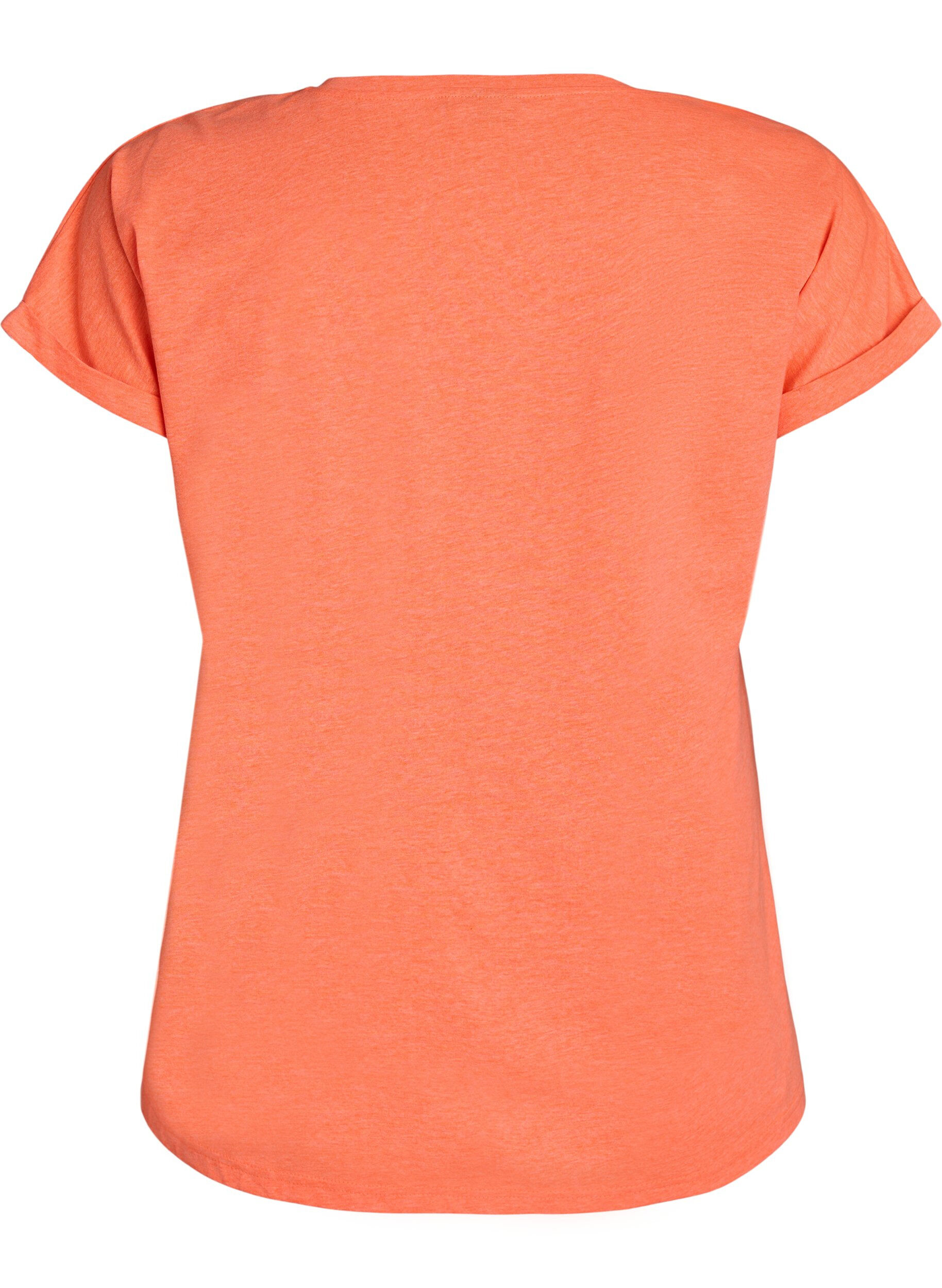 Zizzi Neonfarvet t-shirt i bomuld, Orange, Packshot image number 1