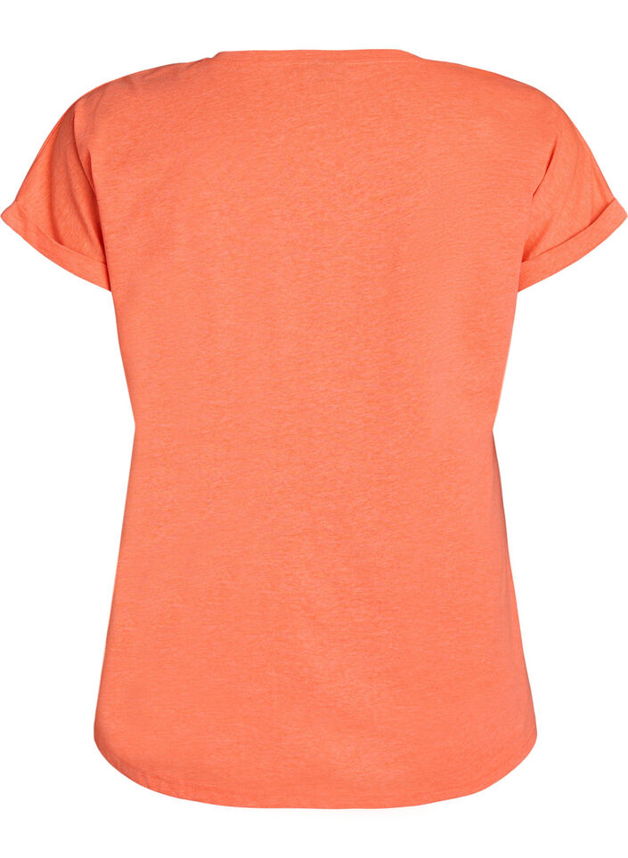 Neonfarvet t-shirt i bomuld, Orange, Packshot image number 1