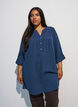 Tunika i bomuldsmusselin med broderi anglaise, Bl&aring;, Model image number 0