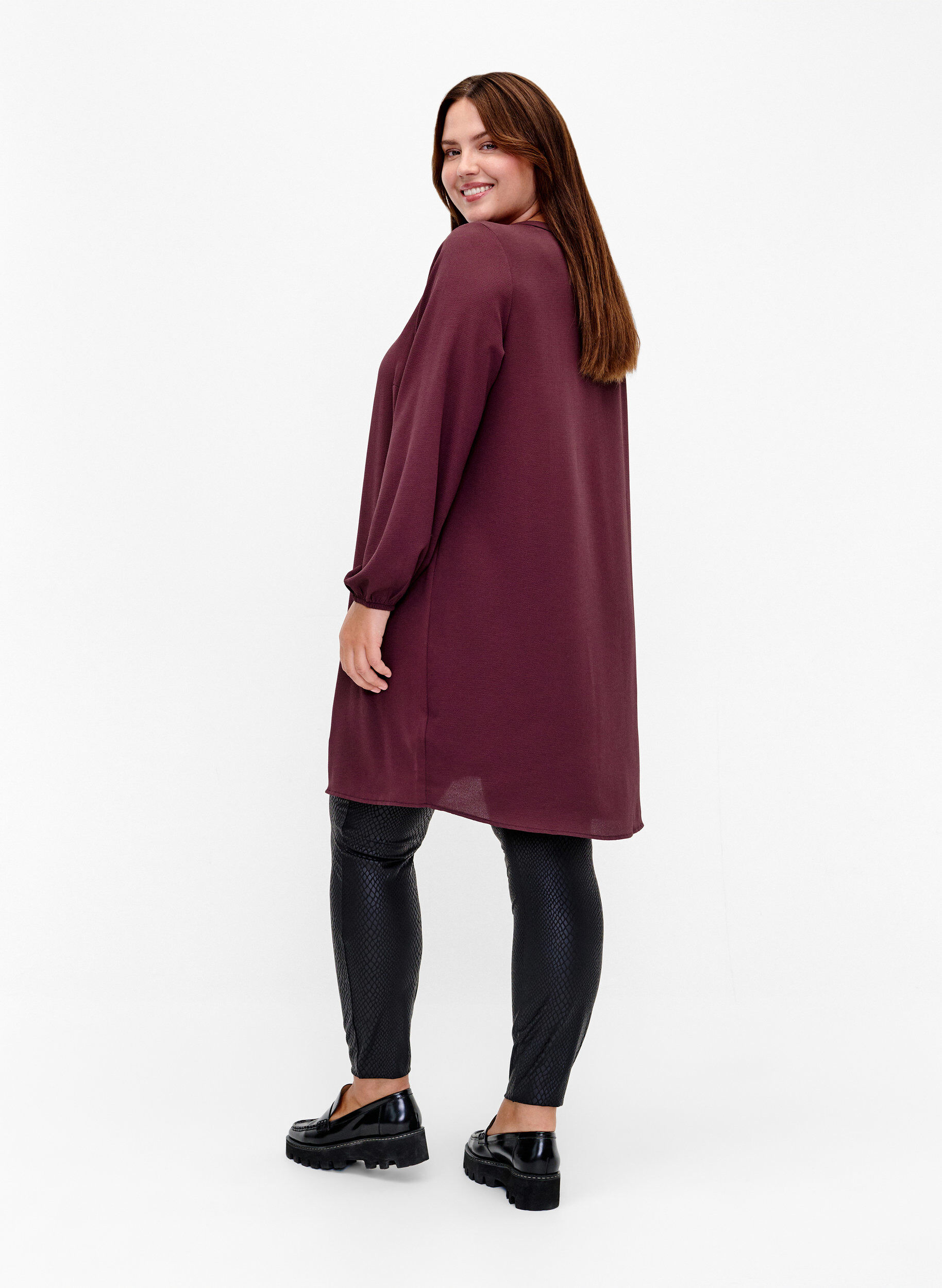 Zizzi Leggings med strukturm&oslash;nster, Black, Model image number 1