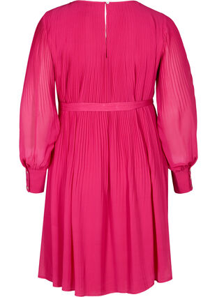 Langærmet kjole med plissé, Vivacious, Packshot image number 1