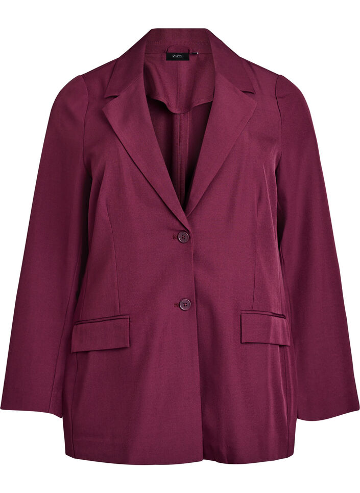 Blazer med lommer og slids, M&oslash;rk Bordeaux, Packshot image number 0