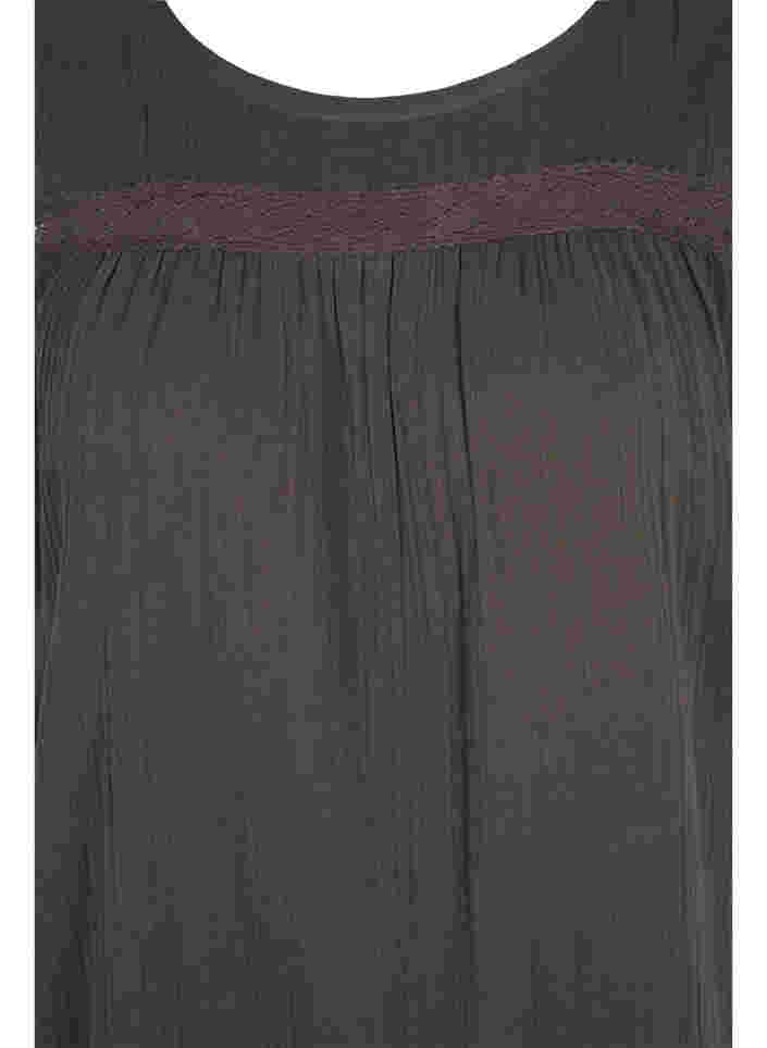 Ærmeløs bomuldskjole med a-shape, Khaki, Packshot image number 2