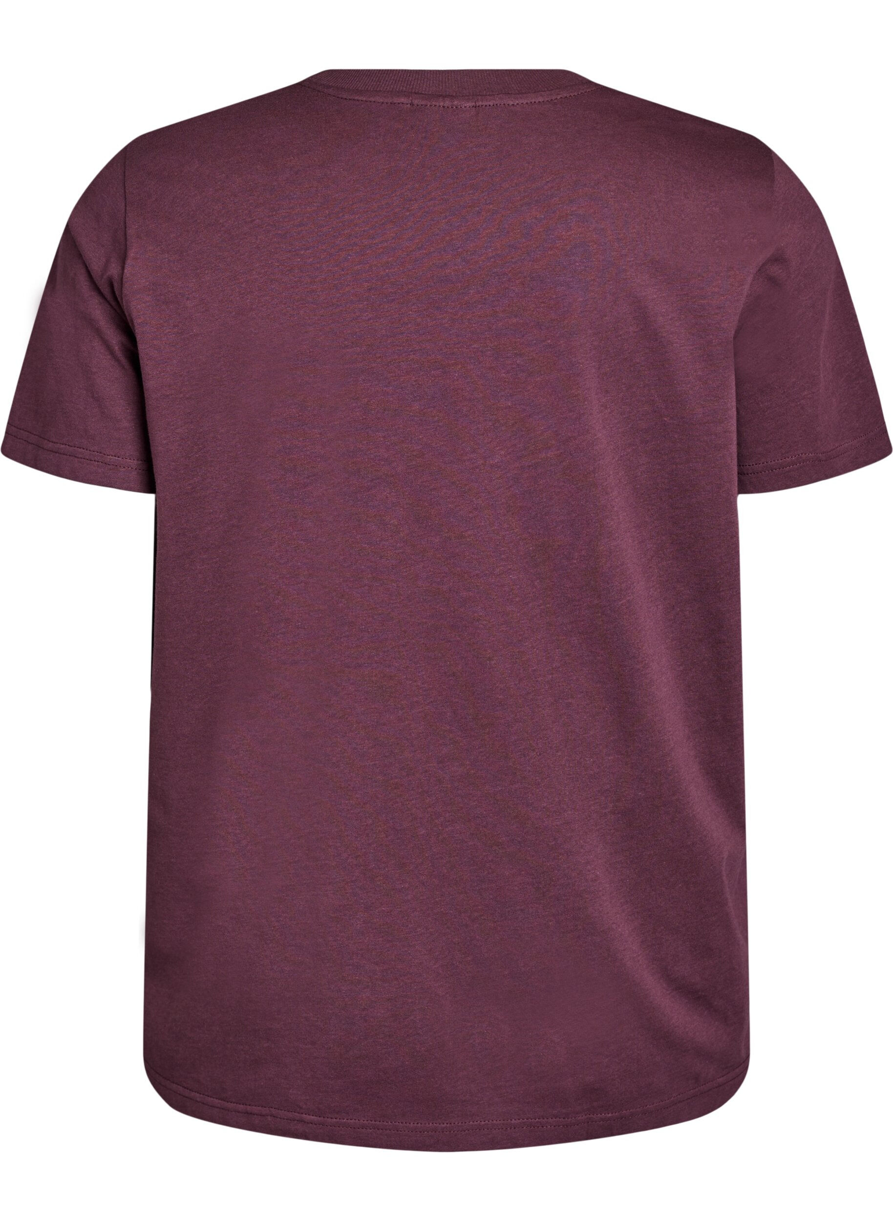 ZizziBasis t-shirt i bomuld med rund hals , M&oslash;rk Bordeaux, Packshot image number 1