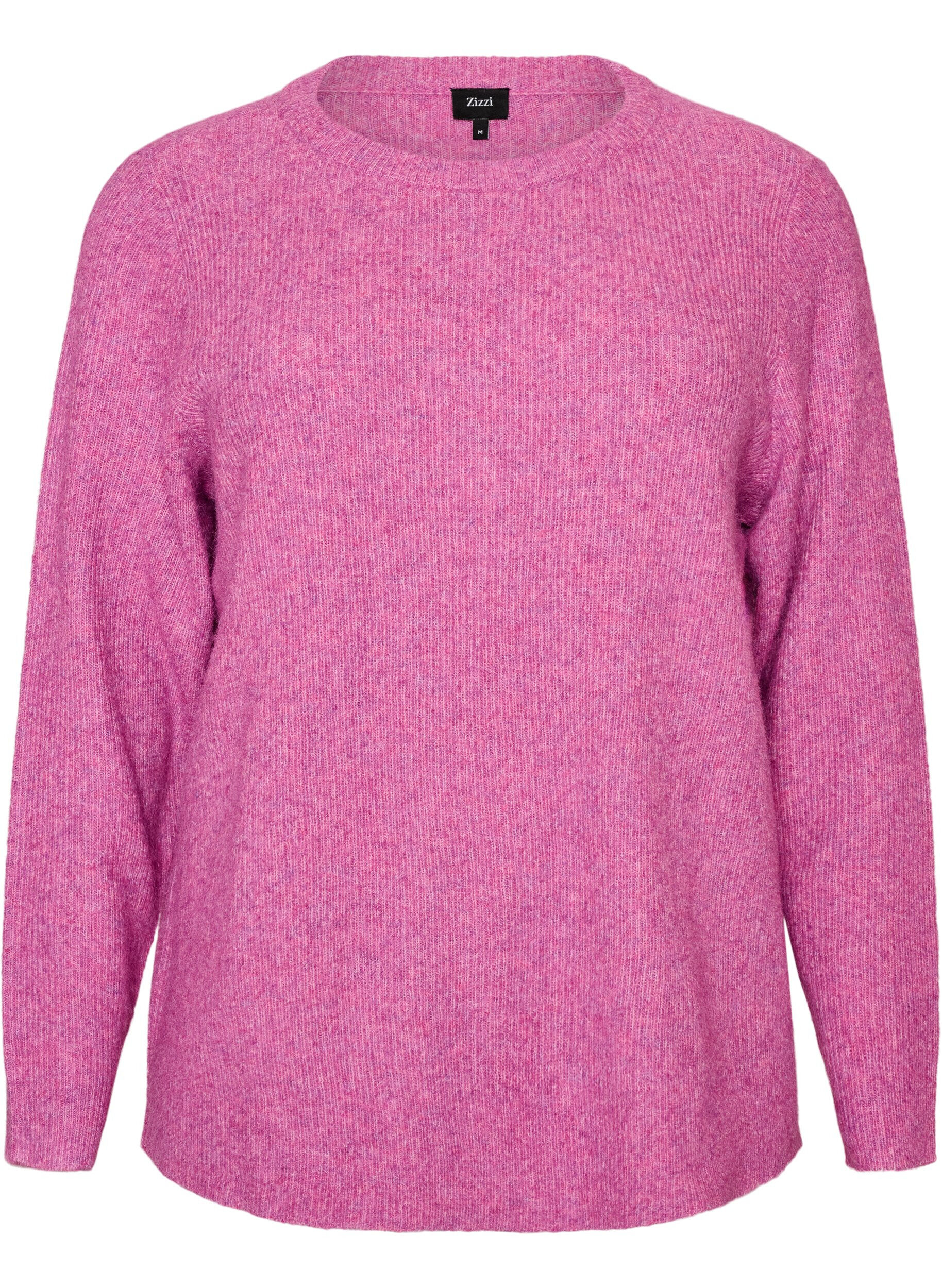 Meleret strikbluse med rund hals