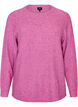 Meleret strikbluse med rund hals, Lilla, Packshot image number 0