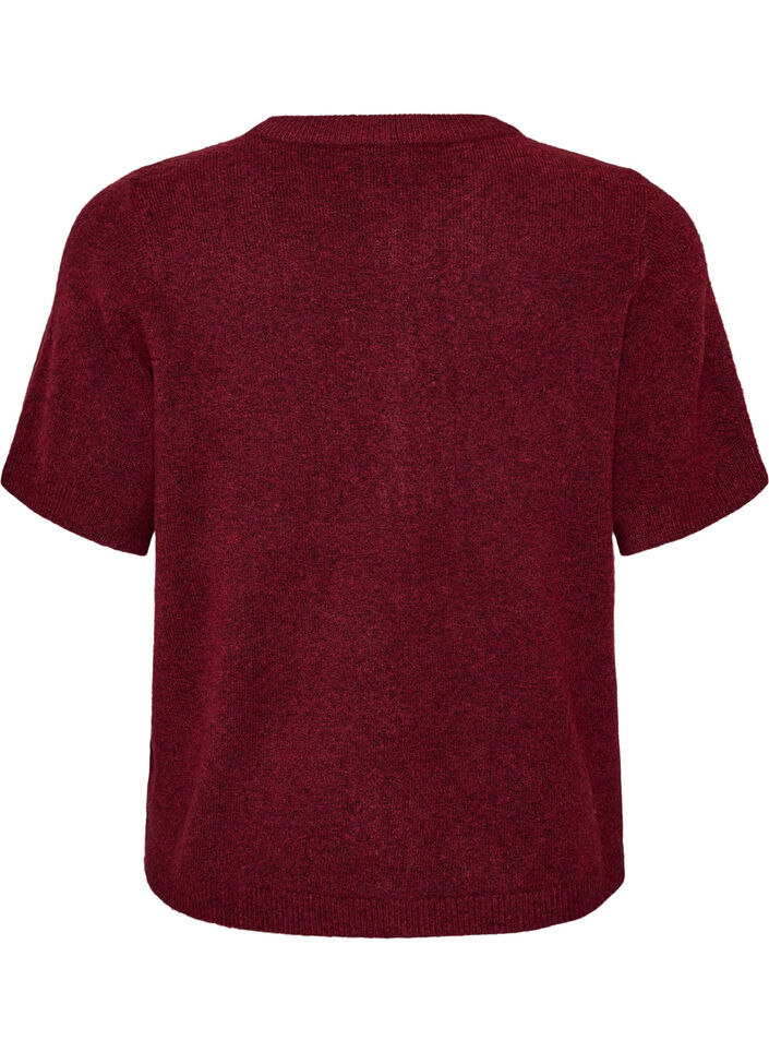 Strik cardigan med korte &aelig;rmer, R&oslash;d, Packshot image number 1