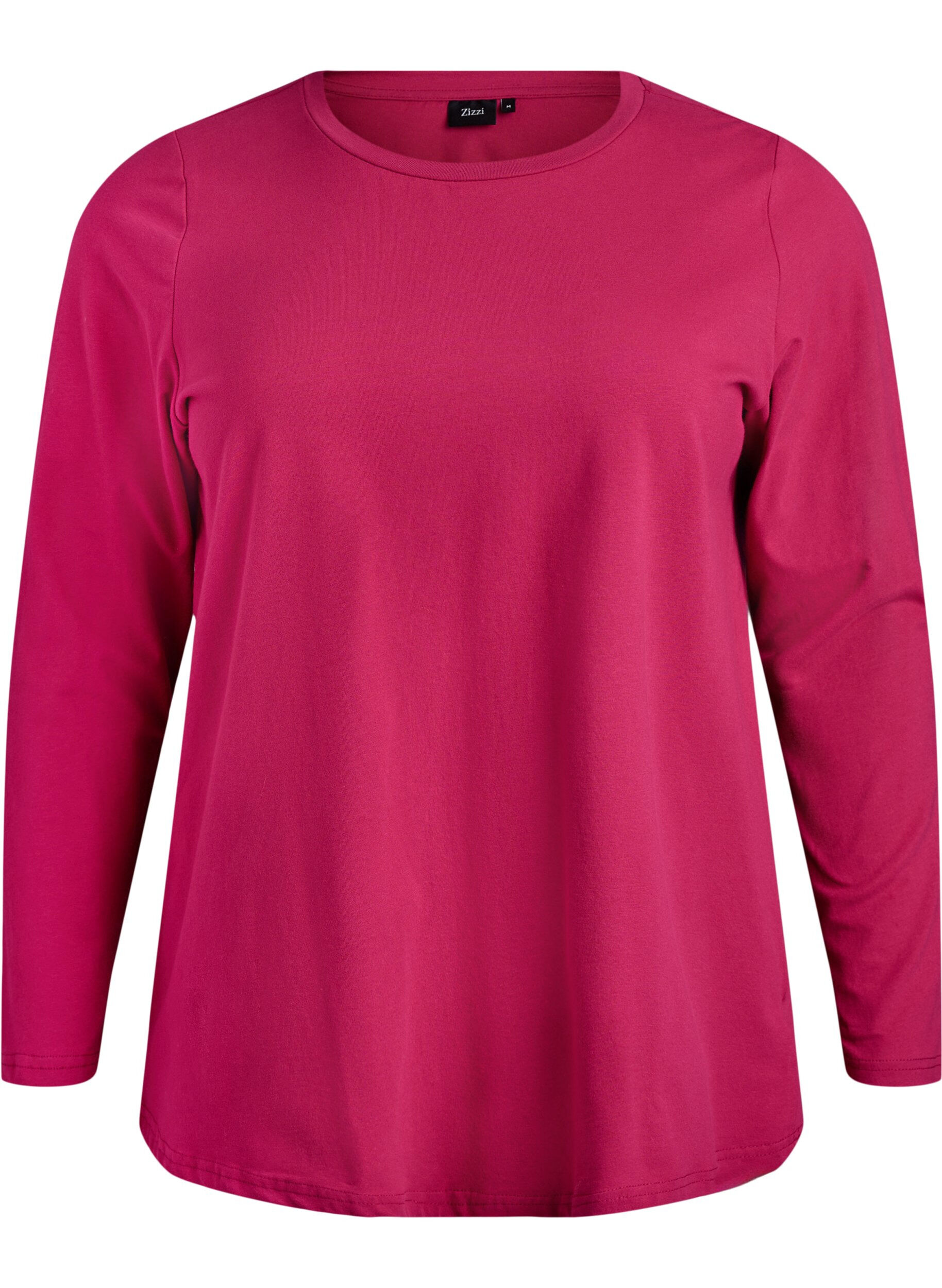 ZizziBasis jerseybluse med lange &aelig;rmer, Lyser&oslash;d, Packshot image number 0