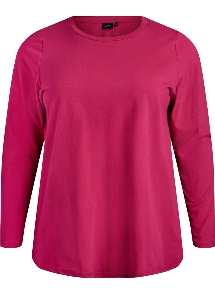 Basis jerseybluse med lange &aelig;rmer, Lyser&oslash;d, Packshot image number 0