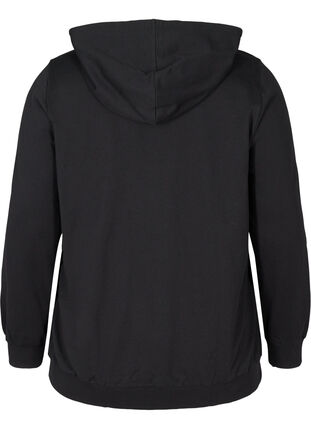 Bomulds sweatshirt med hætte, Black, Packshot image number 1