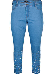 Slim fit Emily jeans med perler , Light Blue
