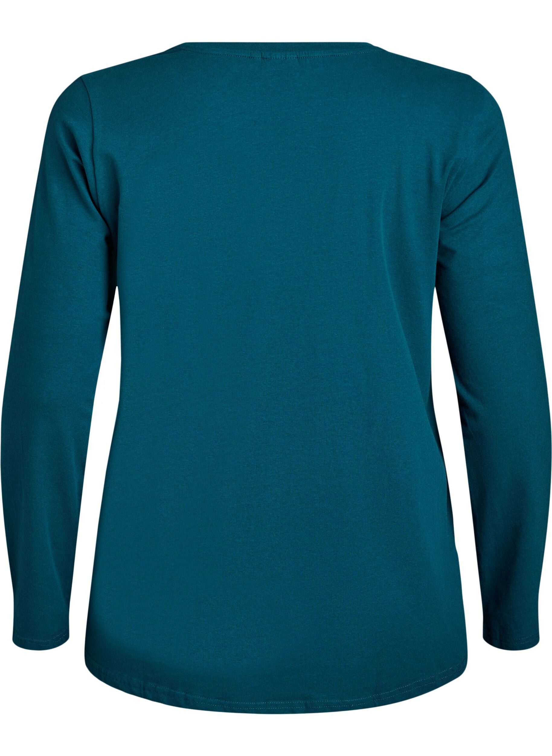 Zizzi Basis jerseybluse med lange &aelig;rmer, Gr&oslash;n, Packshot image number 1
